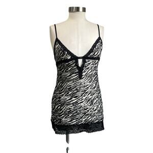 Victoria’s Secret Sultry Lacie Zebra Print Lace Trim Mini Dress Y2K Size S